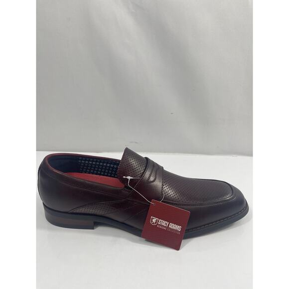 Stacy Adams Karnes Shoes Mens Size 8 Dark Red Slip On Dress Loafers New Box